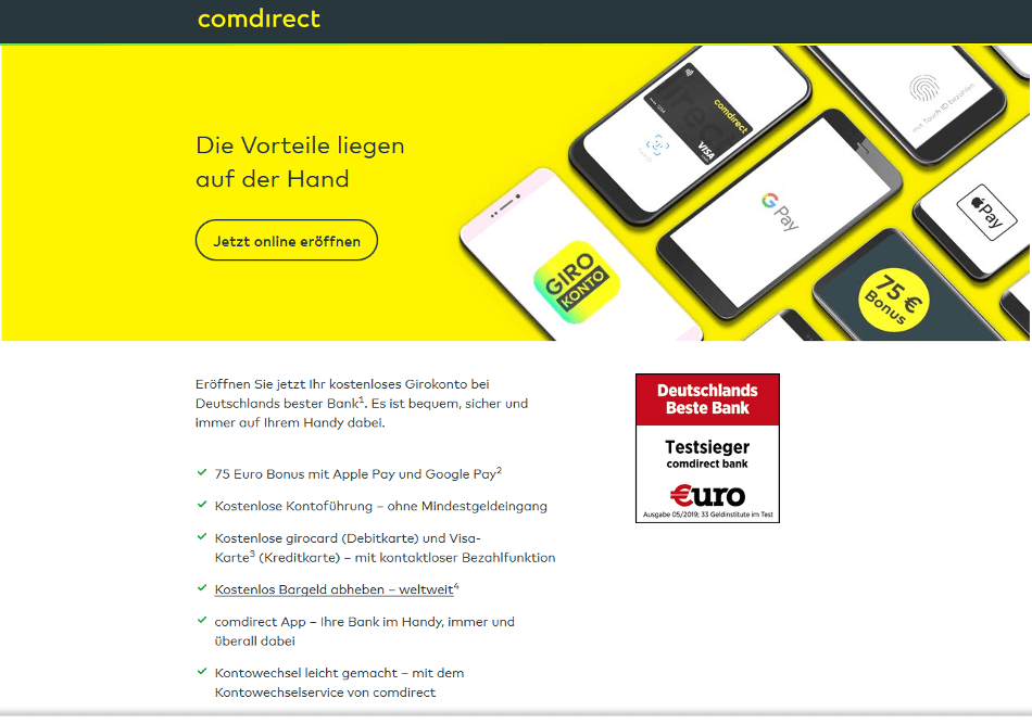comdirect Kontoeröffnung Schritt 1