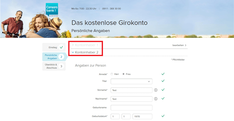 Consorsbank Eröffnung Gemeinschaftskonto: Schritt 3